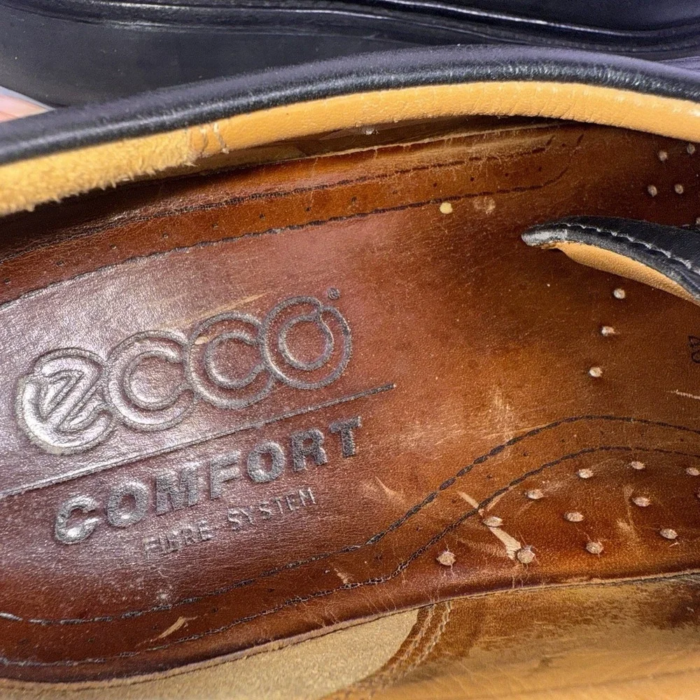 ECCO Mens Comfort Fibre System Black Shoe Size 45 Leather 11.5